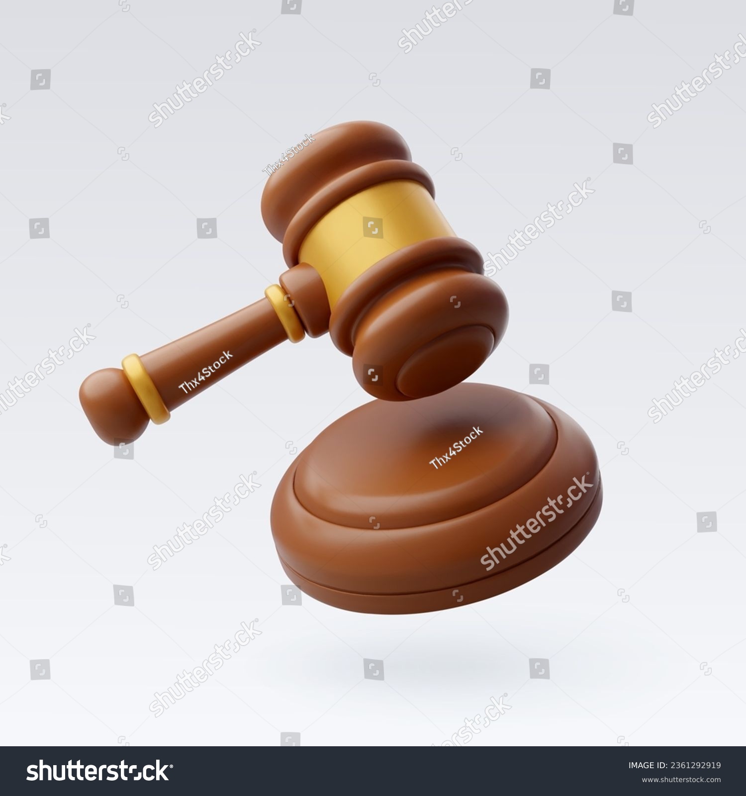 3d Vector Wooden judge gavel and soundboard, Law and fairness concept. Eps 10 Vector. #2361292919