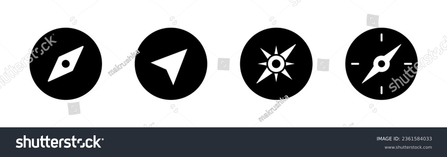 Compass icon in glyph. Navigation compass icon. Navigation symbol in glyph. Compass symbol in black. Stock vector illustration #2361584033