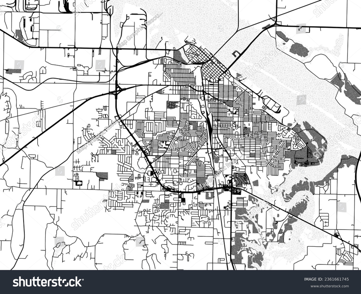 Greyscale vector city map of Decatur Alabama in - Royalty Free Stock ...