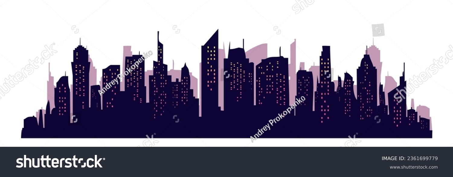 Silhouette of a densely built-up city - Royalty Free Stock Vector ...