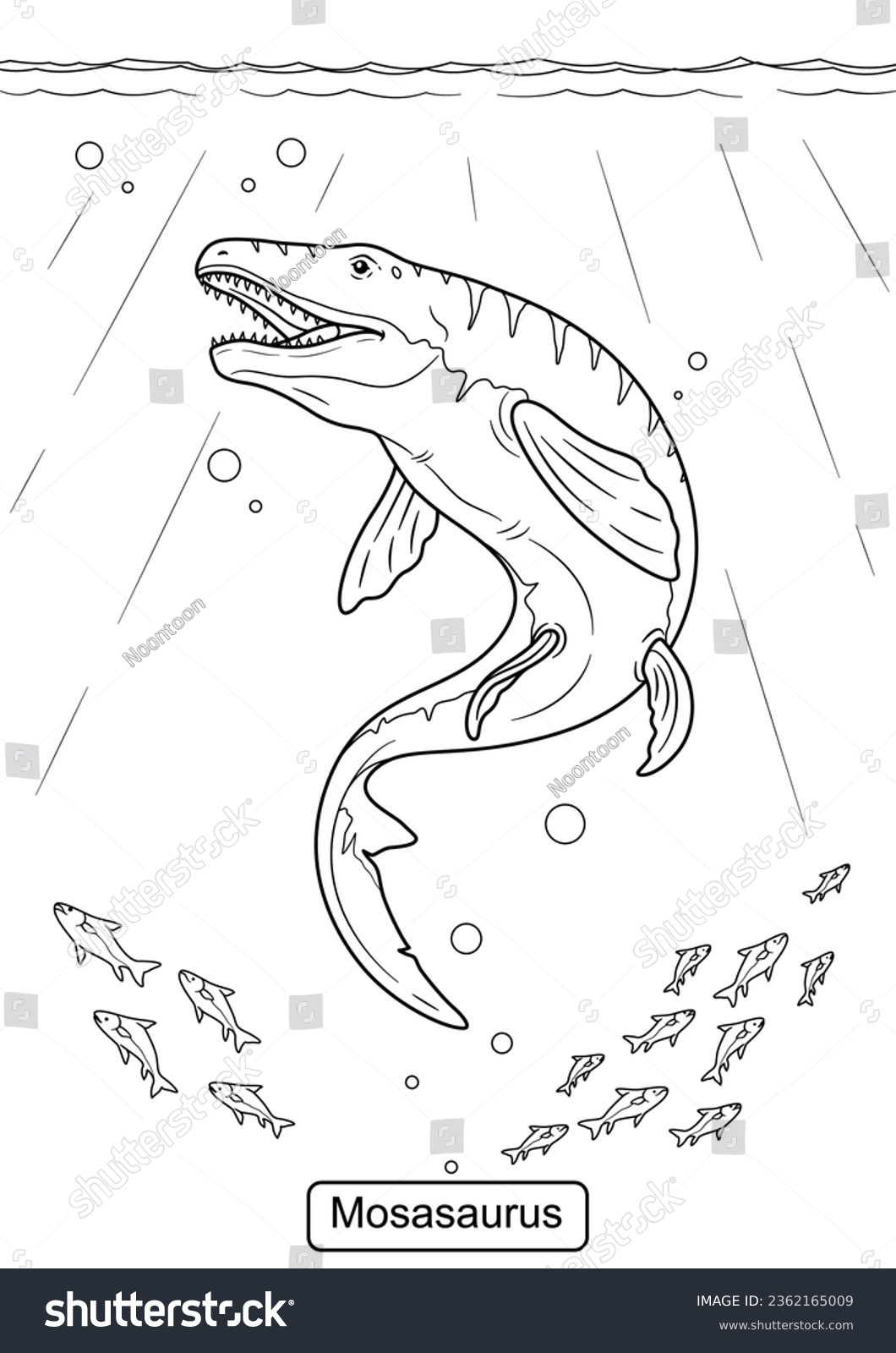 Mosasaur Dinosaur line art for coloring page - Royalty Free Stock ...