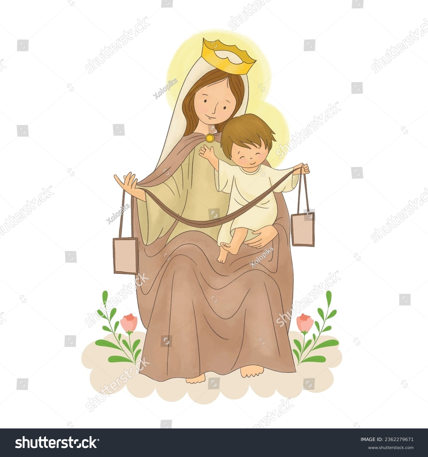 Our lady of Mount Carmel, Virgin Mary - Royalty Free Stock Vector ...