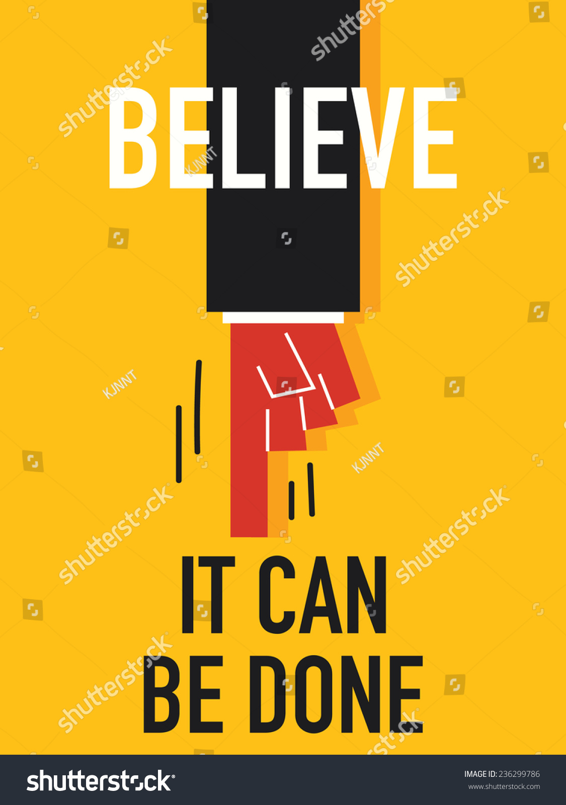 Word BELIEVE IT CAN BE DONE Royalty Free Stock Vector 236299786