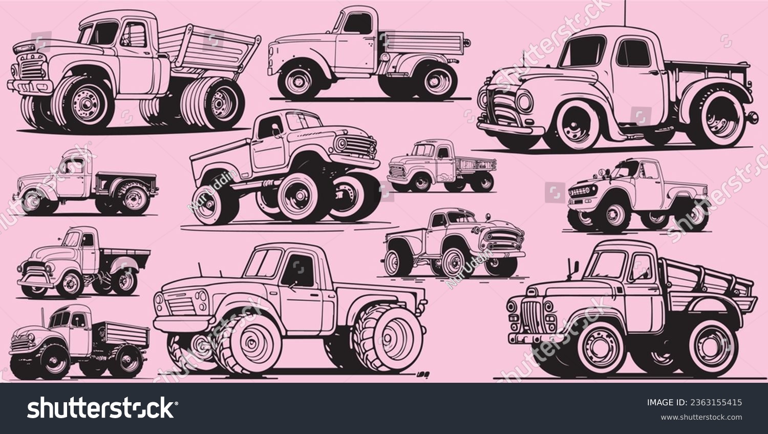 vector cartoon cars collection, truck, pickup - Royalty Free Stock ...