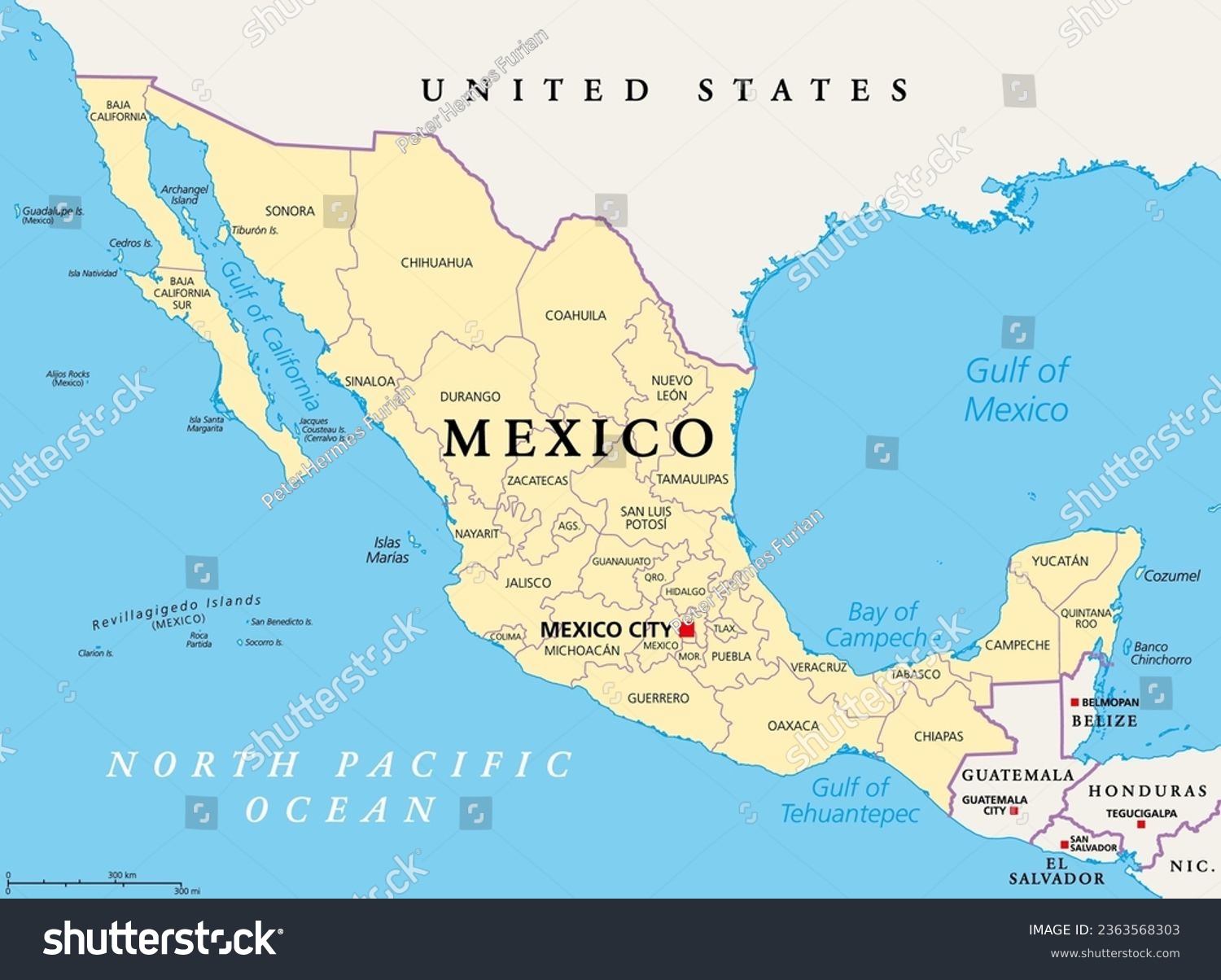 States Of Mexico Political Map The United Royalty Free Stock Vector   Avopix 2363568303 