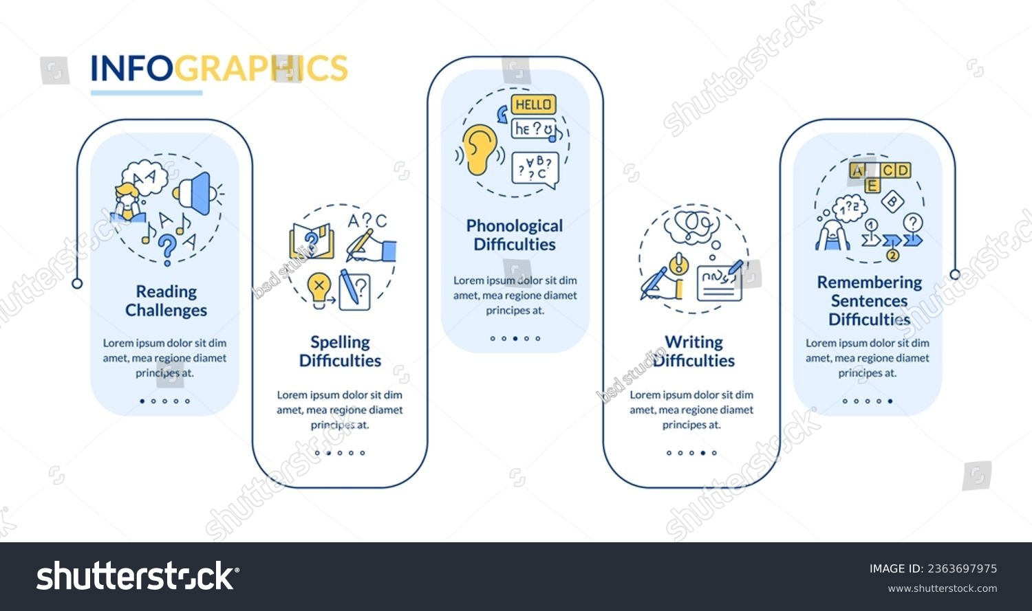 2d Dyslexia Vector Infographics Template With - Royalty Free Stock 