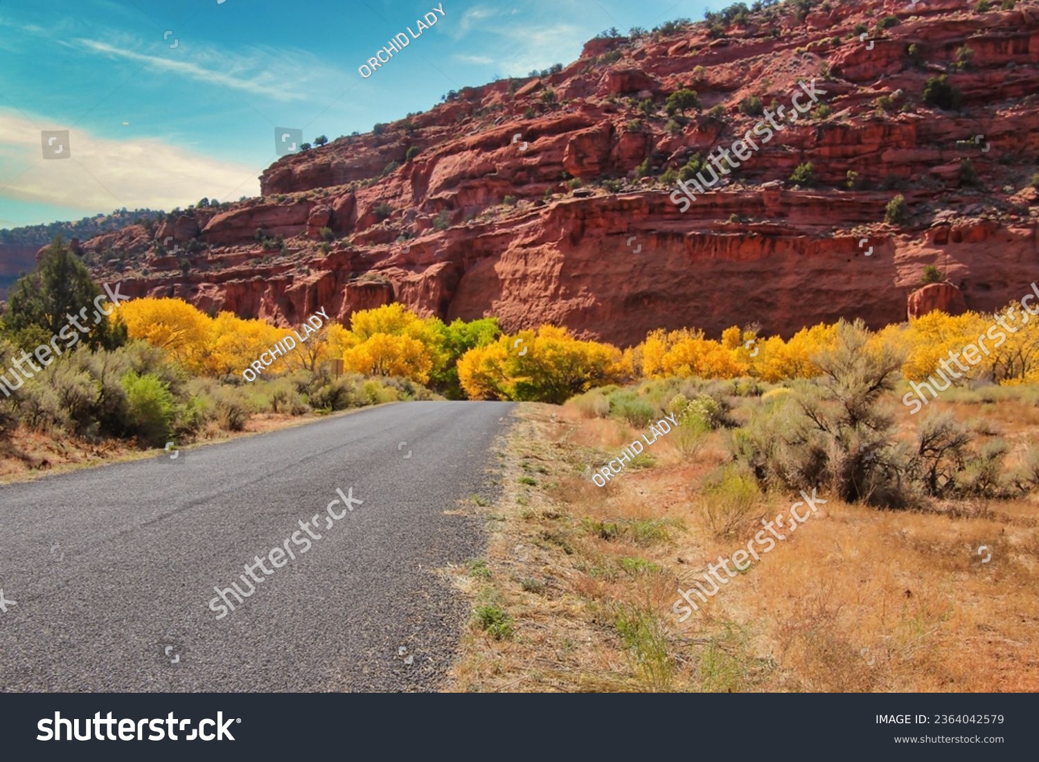 Fall Driving on Burr Trail Road in the Grand Staircase-Escalante National Monument in Utah. #2364042579