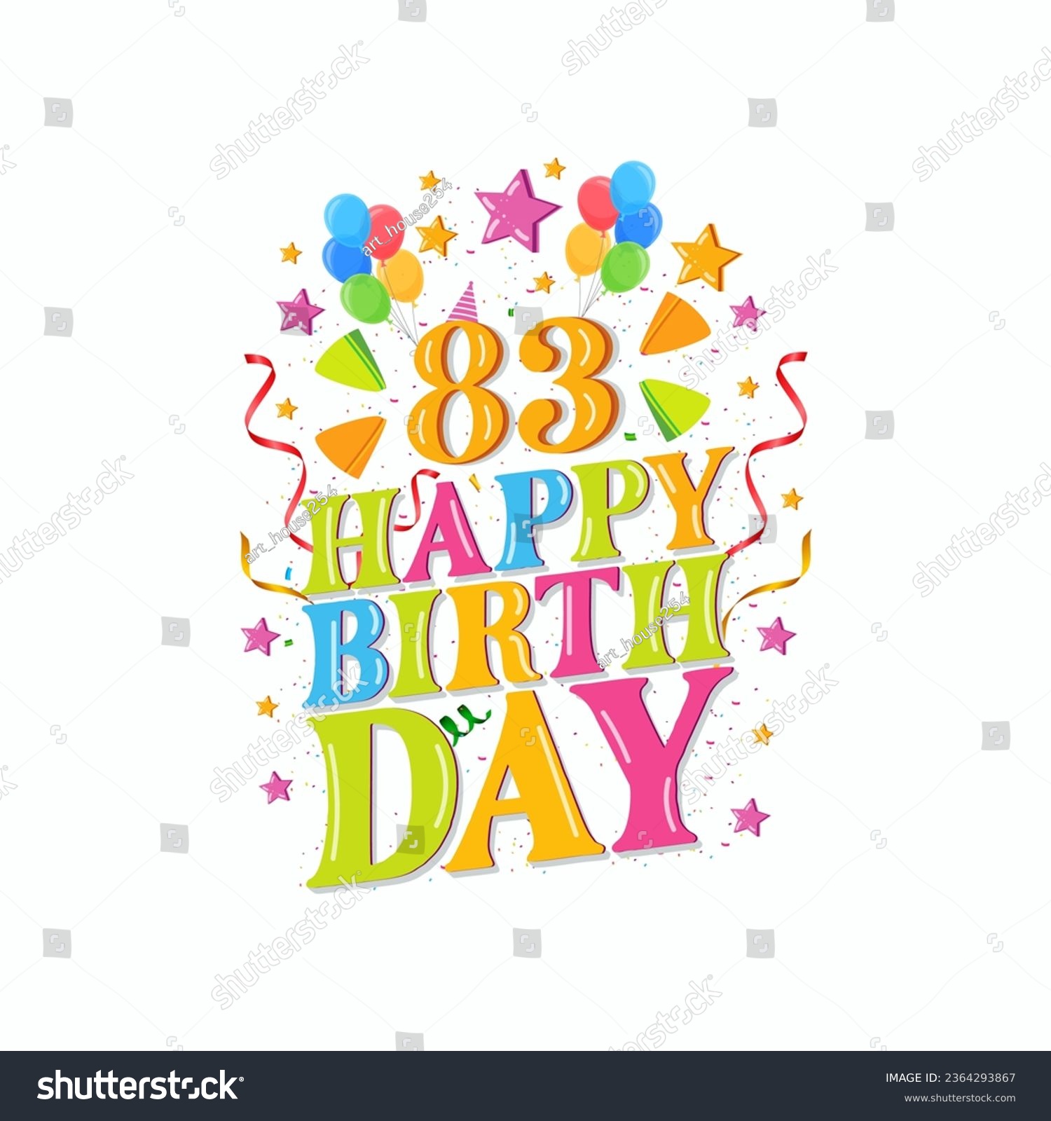 83 years happy birthday logo with balloons, - Royalty Free Stock Vector ...