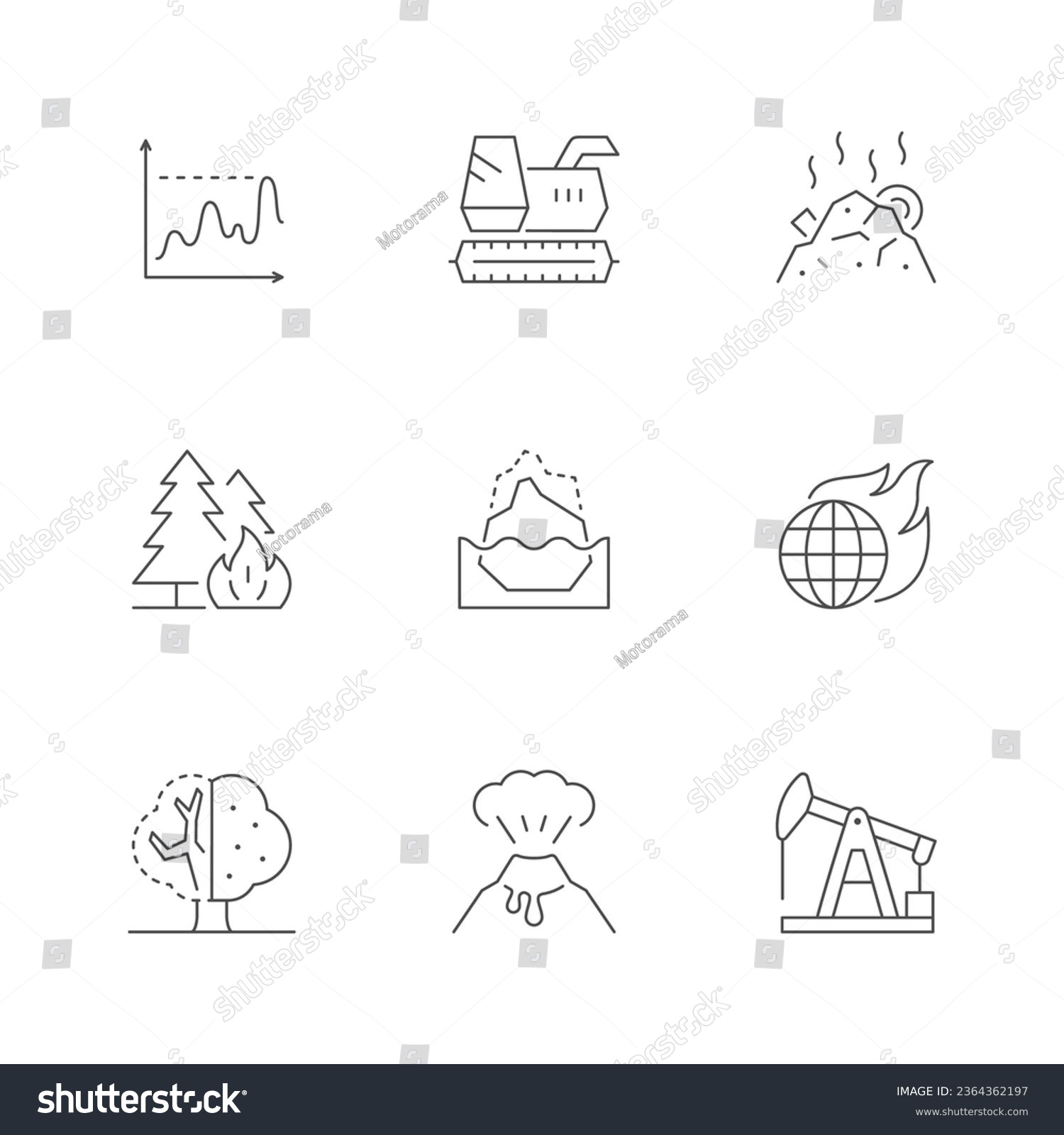 Set line icons of climate change #2364362197