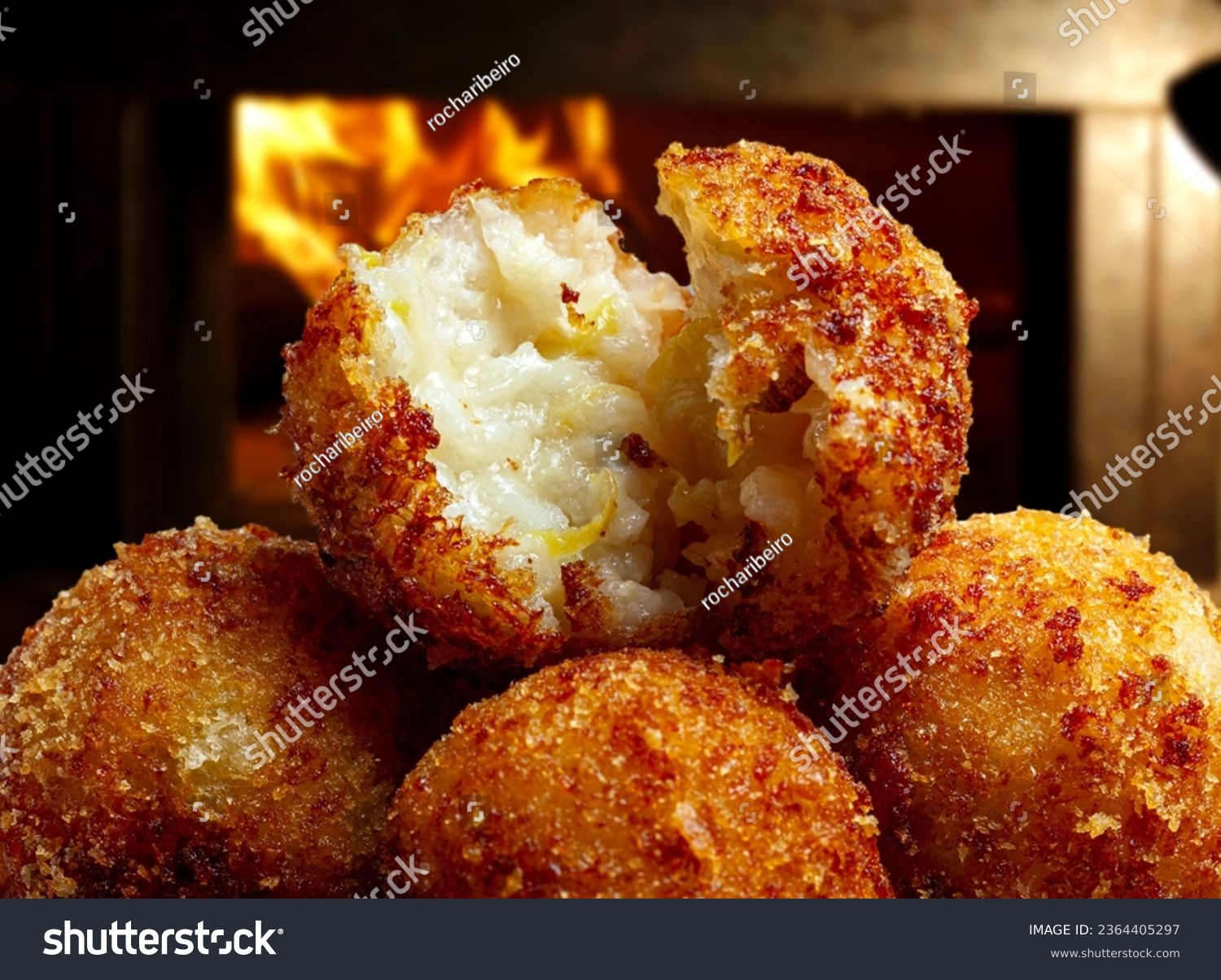 Fried rice balls. Traditional from Brazil where it is called Bolinho de arroz. #2364405297