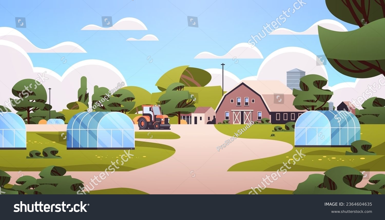 barn building agriculture and farming concept empty no people farmland countryside landscape horizontal #2364604635