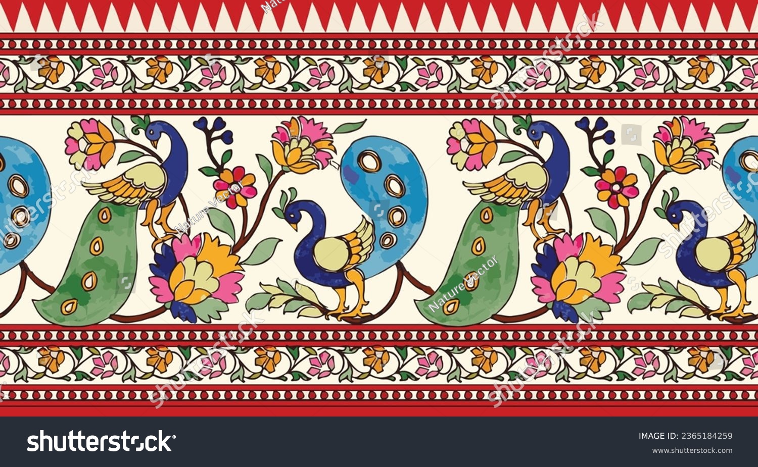 traditional Indian art border design with - Royalty Free Stock Vector ...