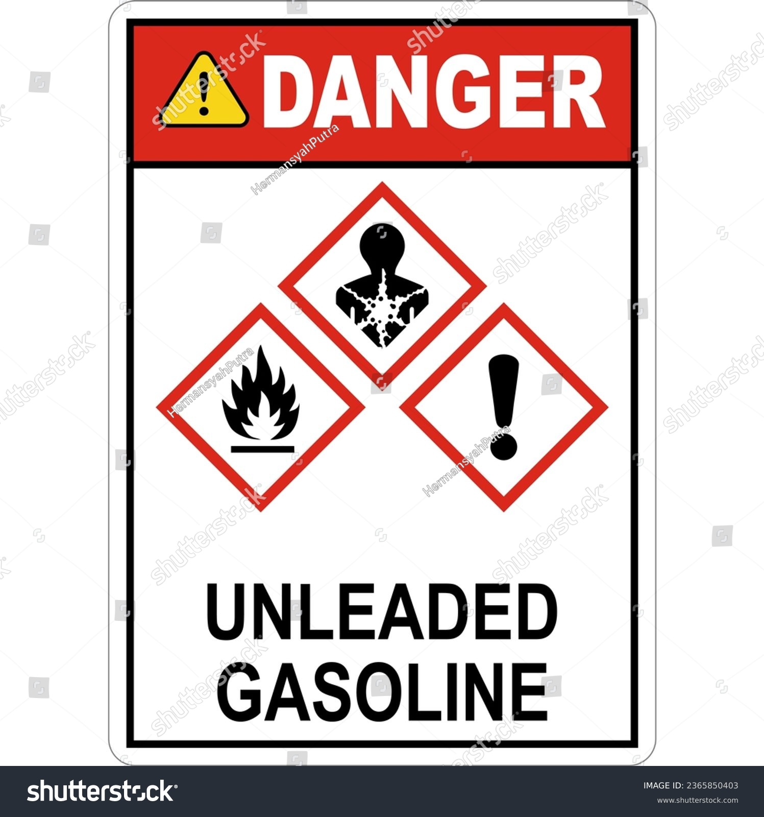 Danger Unleaded Gasoline GHS Sign - Royalty Free Stock Vector ...