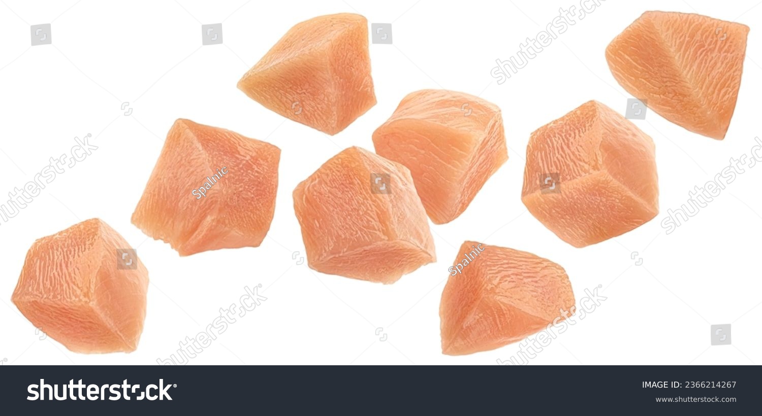 Raw chicken fillet chunks isolated on white background #2366214267