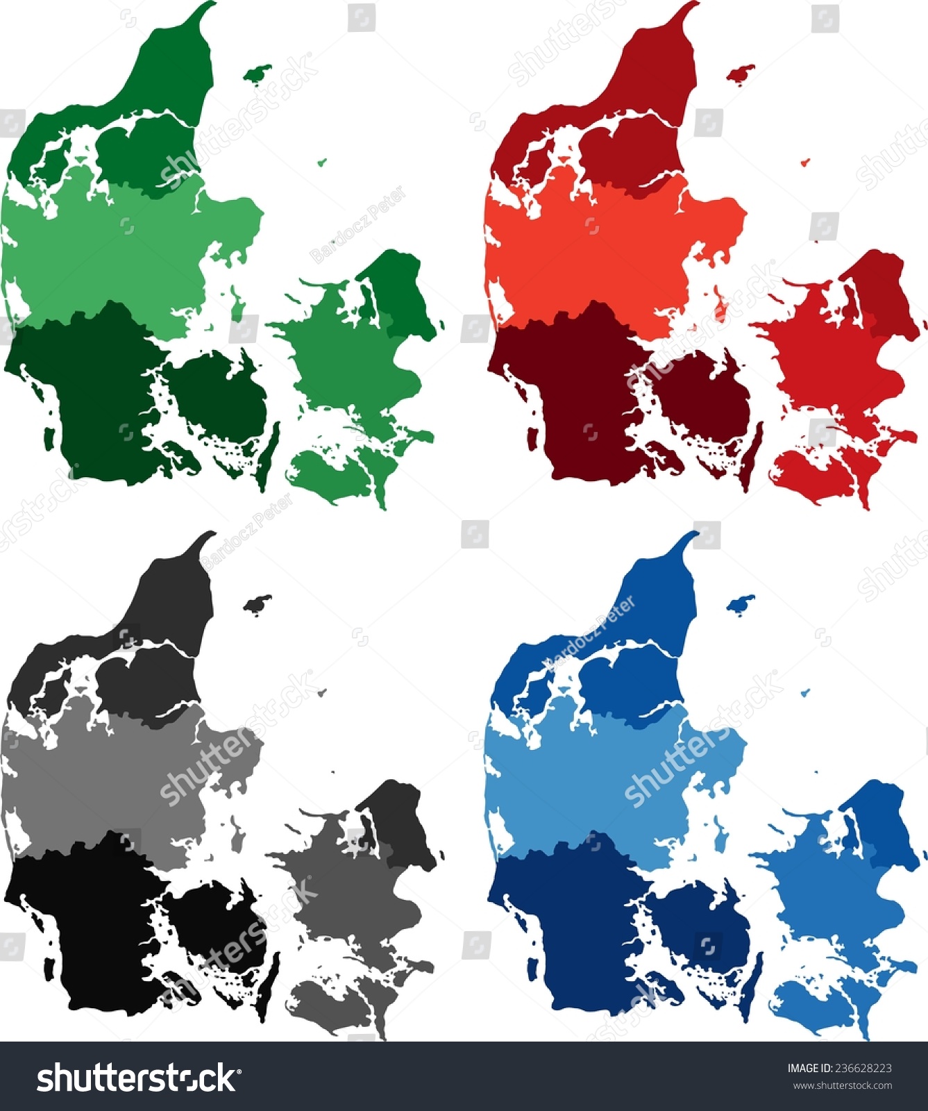 Highly Detailed Denmark political map in four - Royalty Free Stock ...