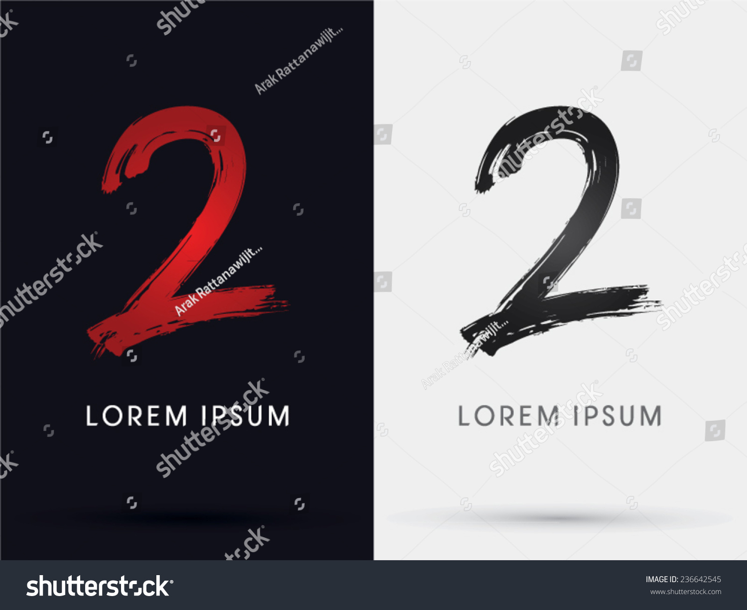 2, Number Two, Grungy Font, Brush, Logo, Symbol, - Royalty Free Stock ...