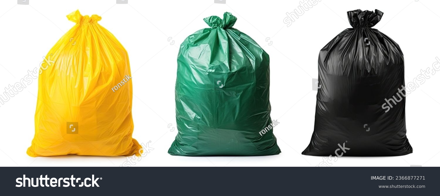 colorful plastic trash bags isolated on white background #2366877271