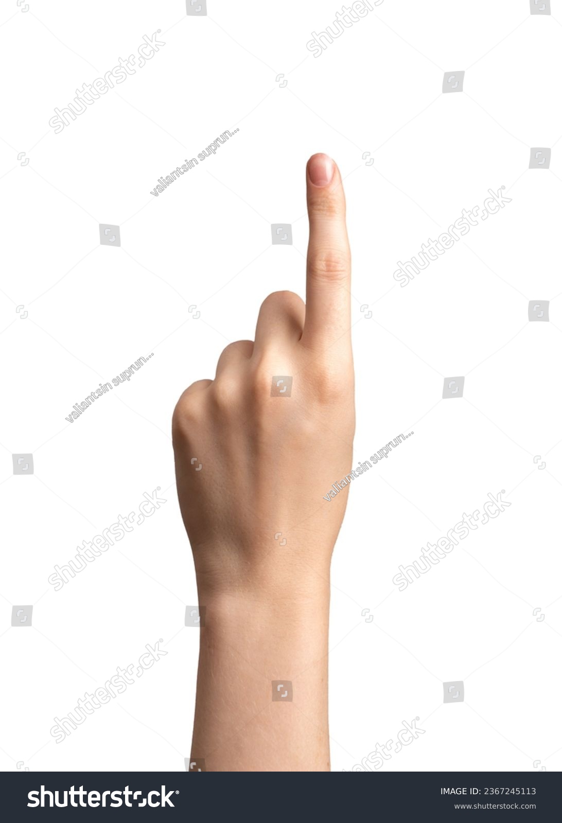 Index finger pointing, showing up isolated on white #2367245113