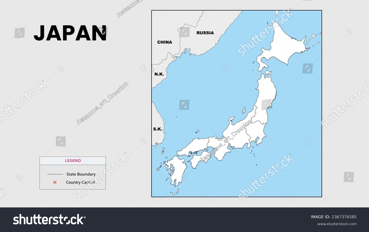 Vector Map Of Japan Map Of The Provinces Of Royalty Free Stock