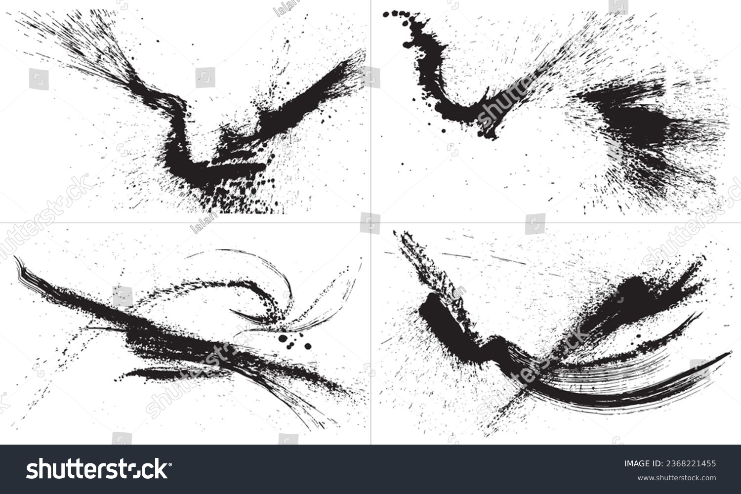 Set of ink art backgrounds. ink splash illustrations. #2368221455