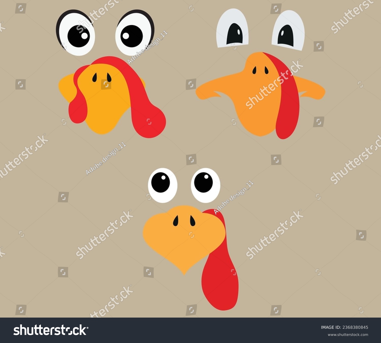 Turkey Face Svg Turkey Silhouette Royalty Free Stock Vector 2368380845 