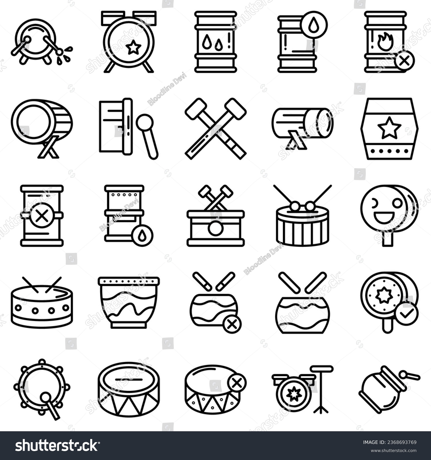 Drums icons set. Elements of drum kit or digital - Royalty Free Stock ...