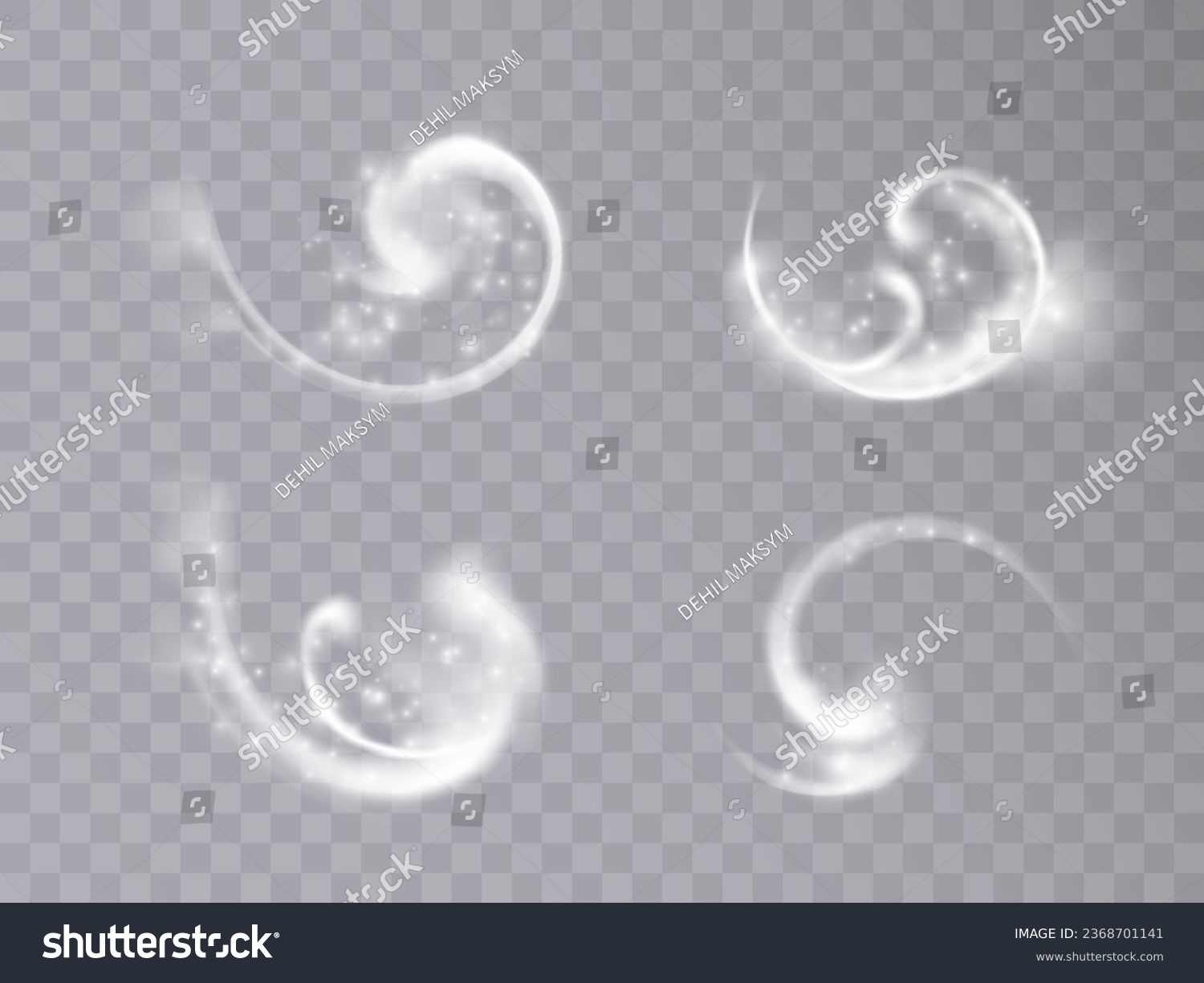 The effect of a fabulous magical winter snowstorm. Christmas snow background. Wind swirl with snowflakes and shimmering effects. Snow storm concept. Vector #2368701141