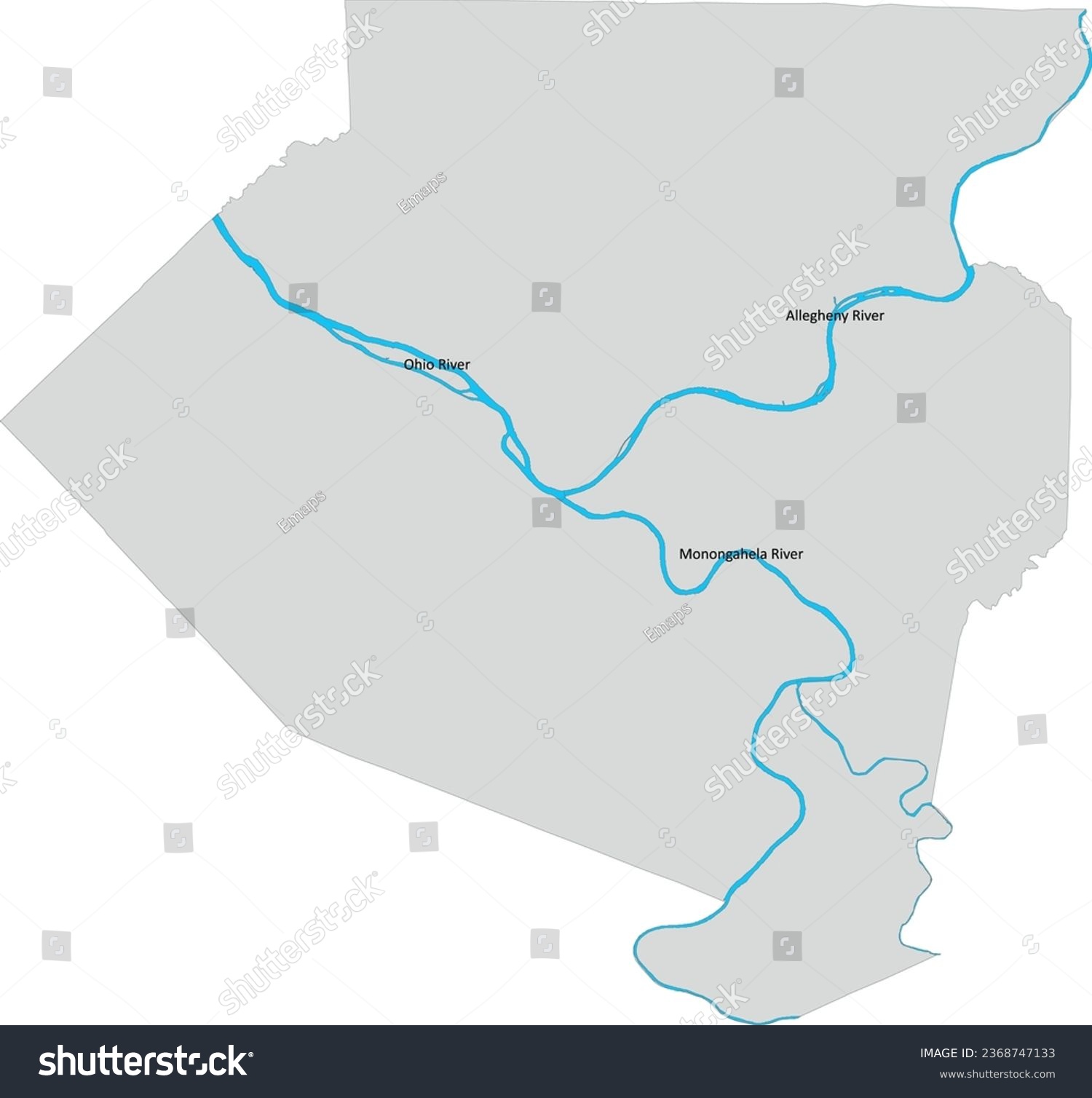 Pennsylvania State Allegheny county Map of Major - Royalty Free Stock ...