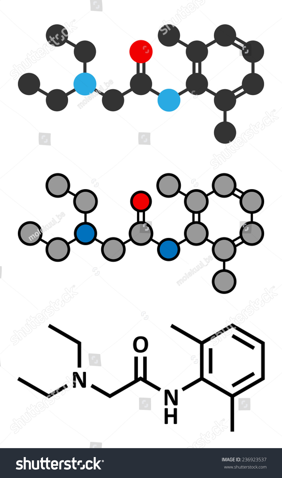 lidocaine local anesthetic drug molecule. Also - Royalty Free Stock ...