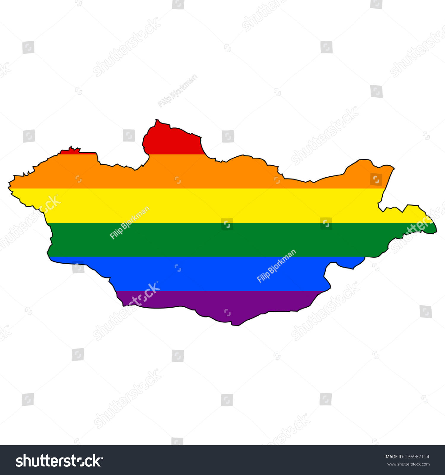 High Detailed Vector Map With The Pride Flag Royalty Free Stock Vector 236967124 