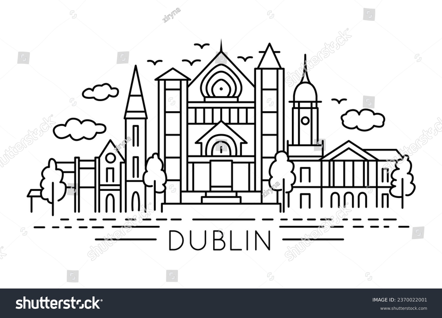 Dublin Line Art. Line art illustration of - Royalty Free Stock Vector ...