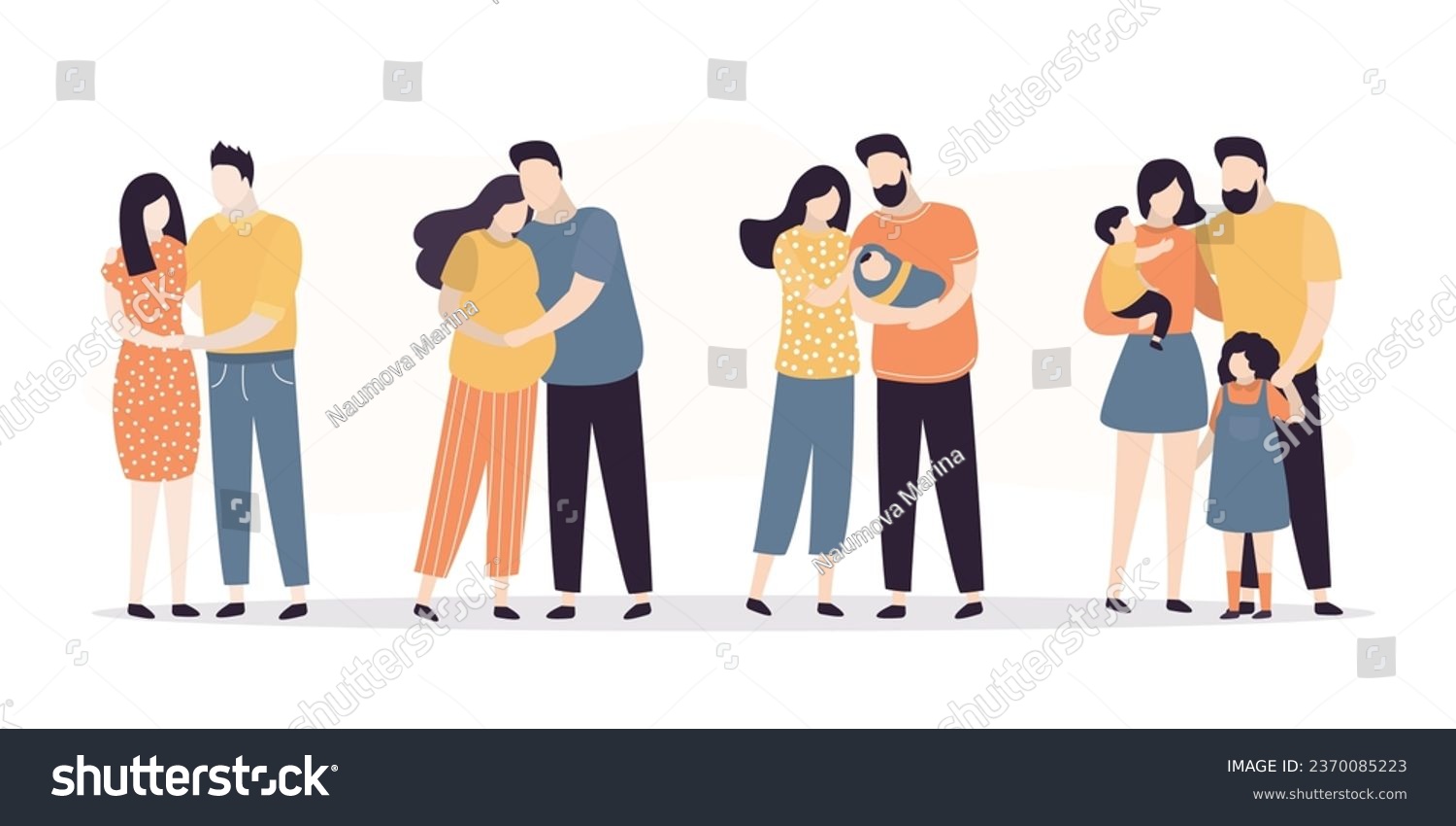 Set of characters showing stages of family - Royalty Free Stock Vector ...