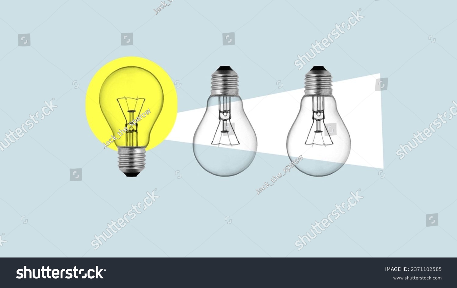 Share knowledge is shown using a collage of the photo of light bulbs. Motivational Skills and leadership #2371102585