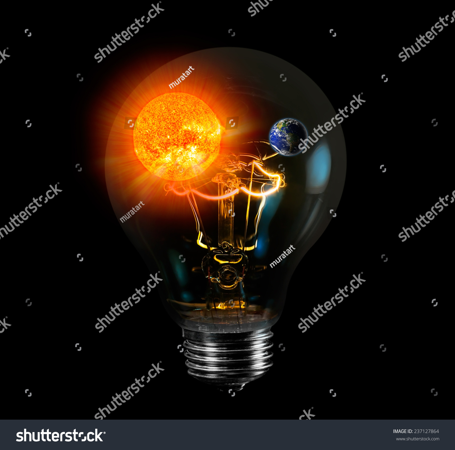 natural sun energy in light bulb isolated "Elements of this image furnished by NASA  #237127864