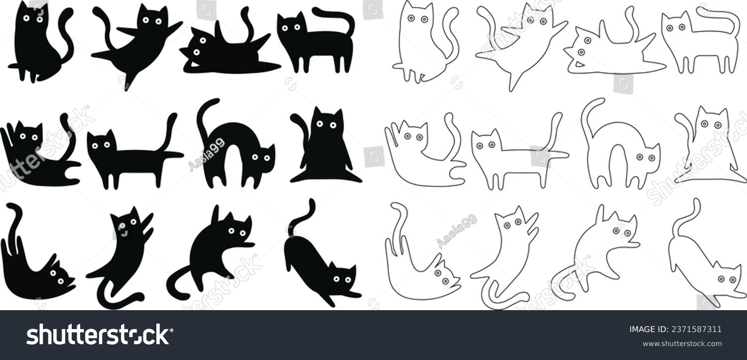 cat icon in flat, line trendy style. isolated on transparent background. Cat silhouette sign symbol. mobile concept and web design. House animals symbol logo vector graphics #2371587311