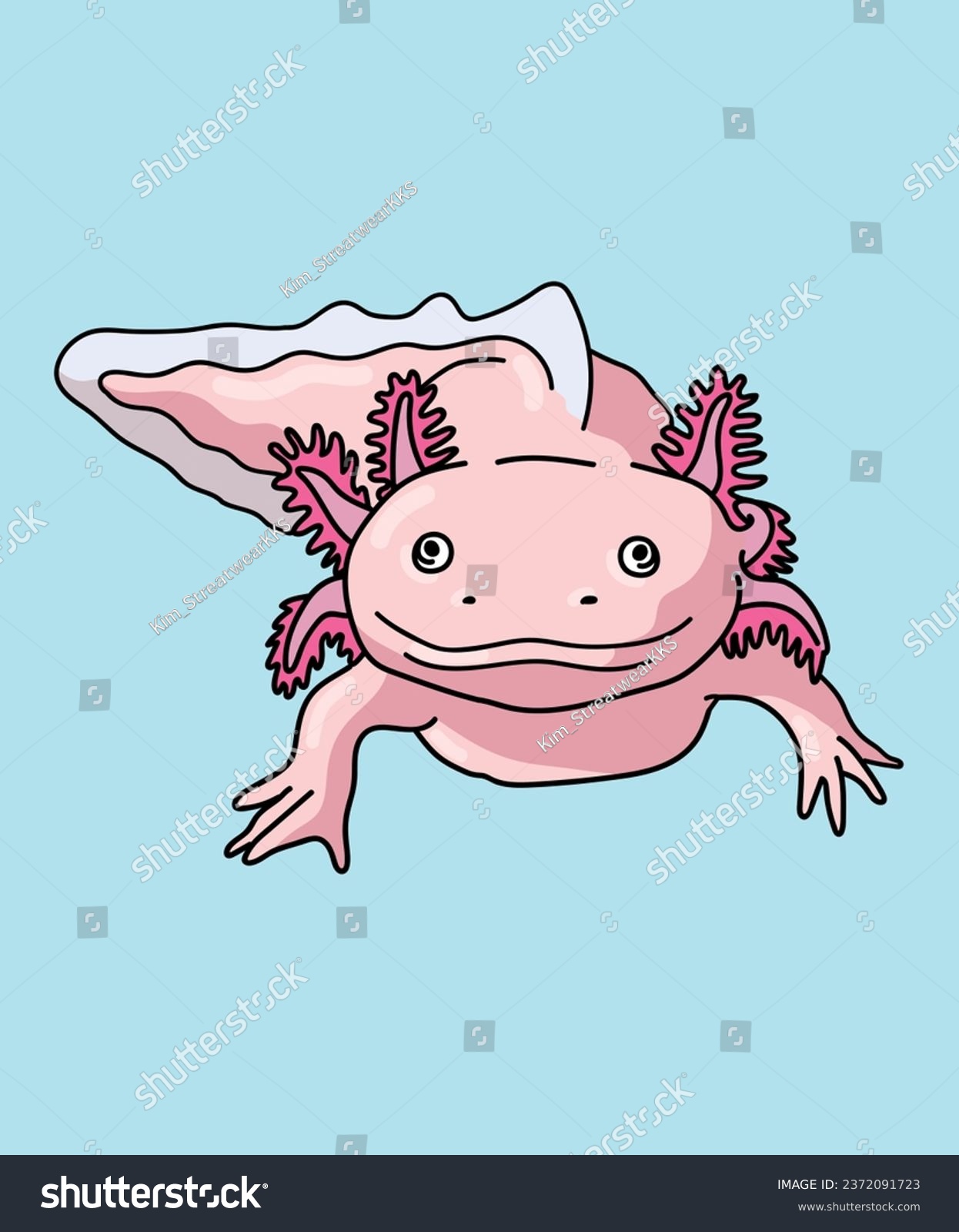 Axolotl Amphibian Axolotls Front View - Royalty Free Stock Vector ...