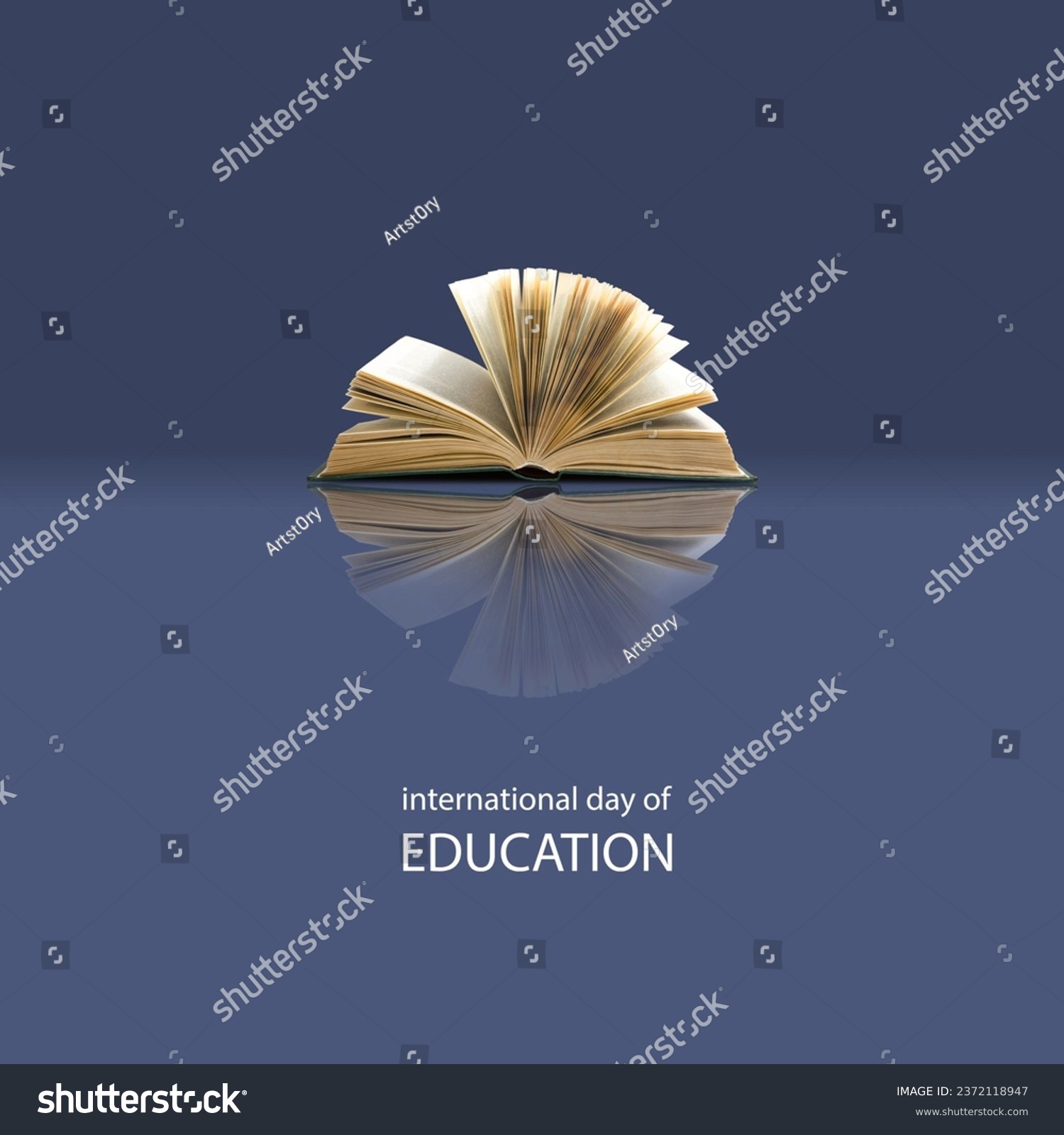 International Day of Education concept Illustration.globe shape book. Reading imagination concept for education holiday. #2372118947