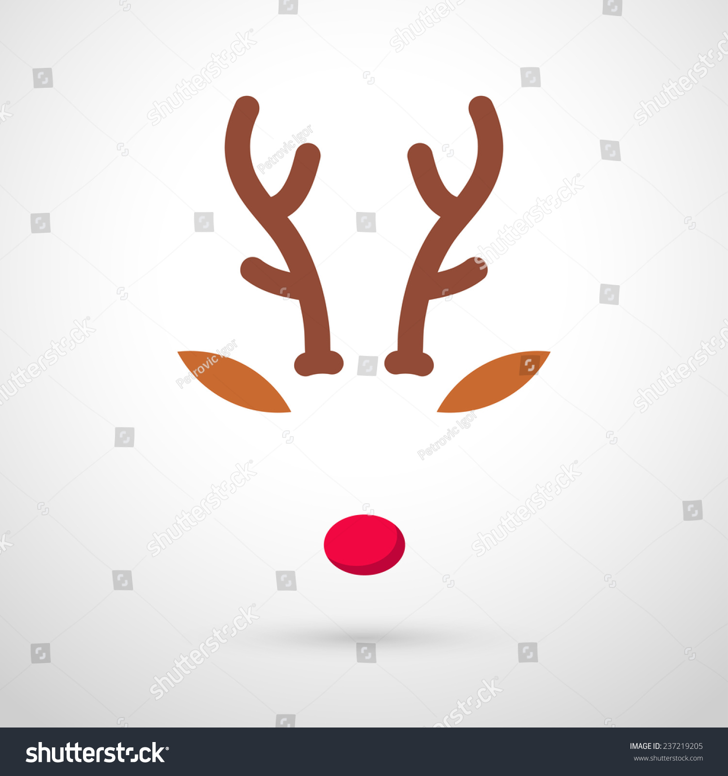 Reindeer with red nose template - vector - Royalty Free Stock Vector ...