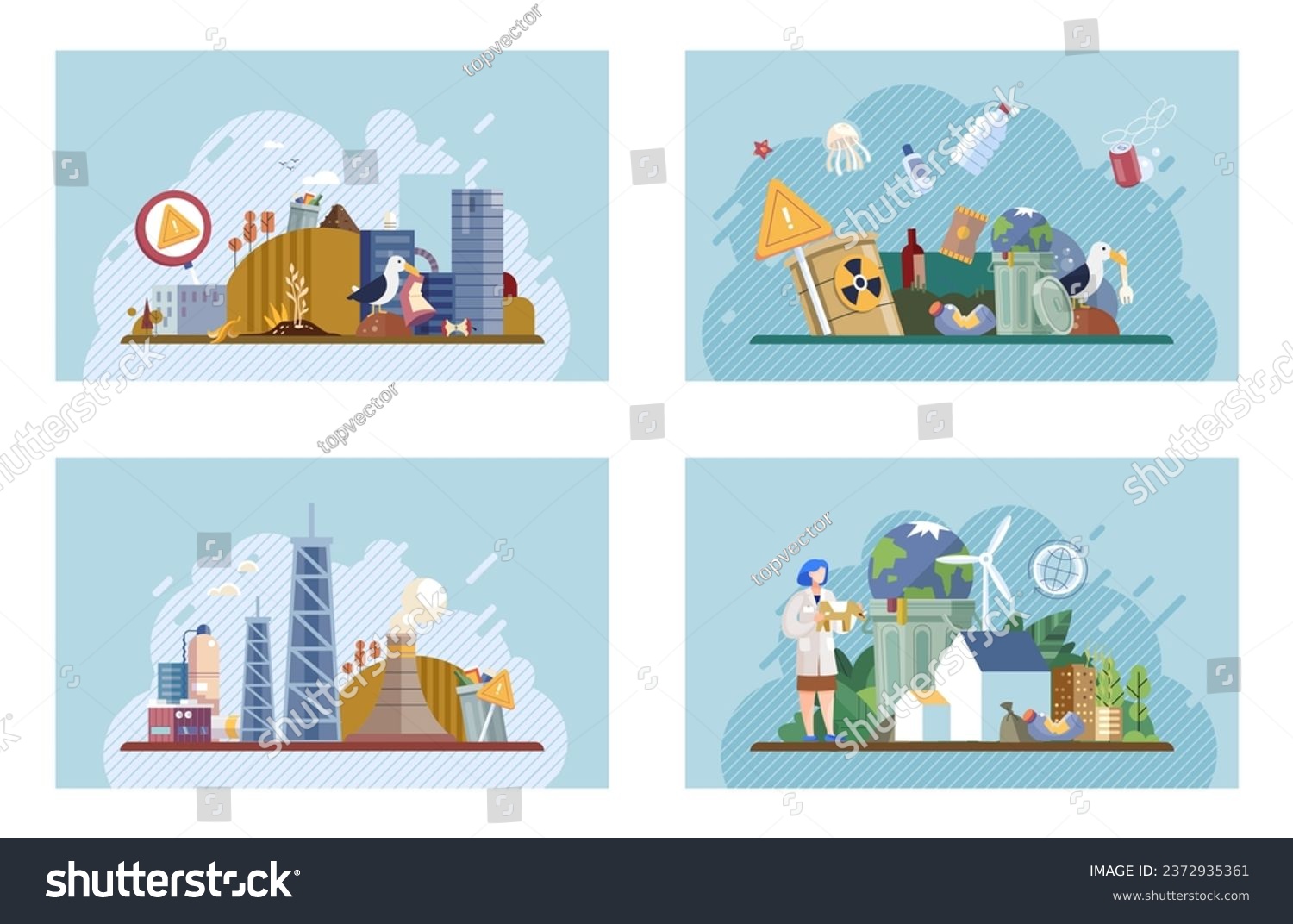 Waste pollution. Vector illustration. Waste - Royalty Free Stock Vector ...