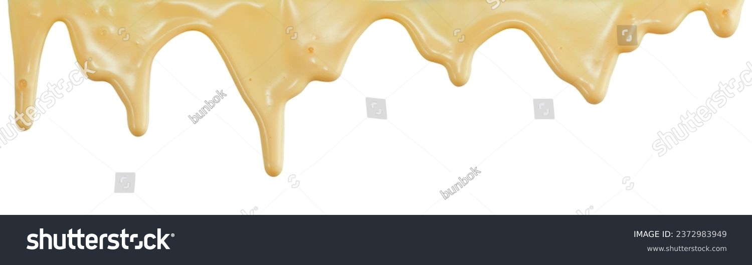 The incredibly tasty cheese is melting down separately on a white background #2372983949