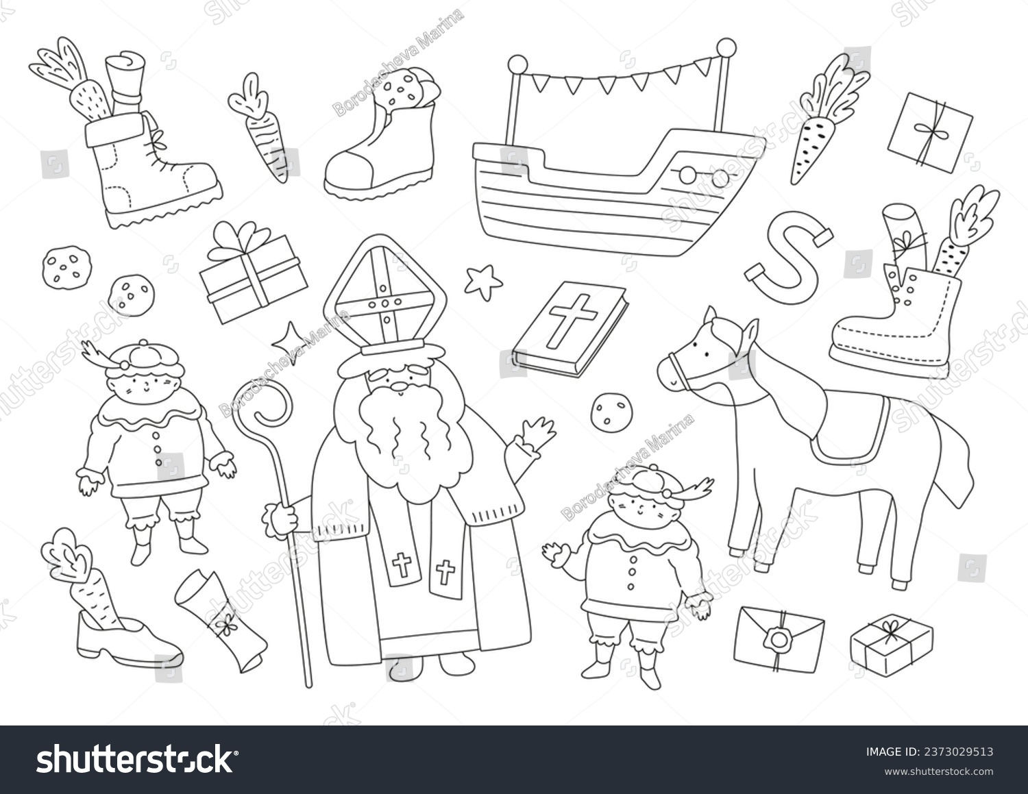 Sinterklaas coloring page with Saint Nicholas - Royalty Free Stock ...