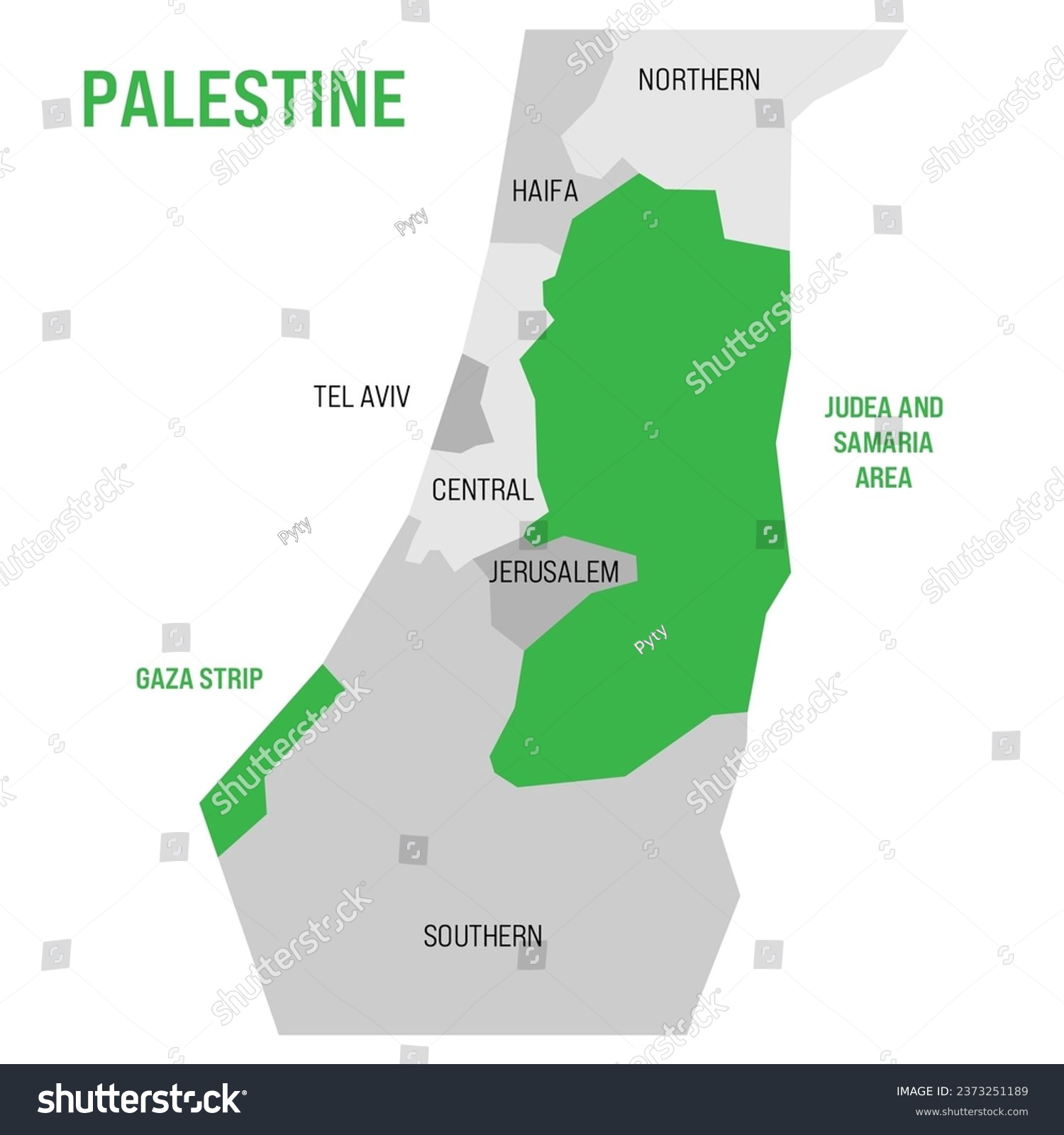 Political map of Palestine highlighted in the - Royalty Free Stock ...