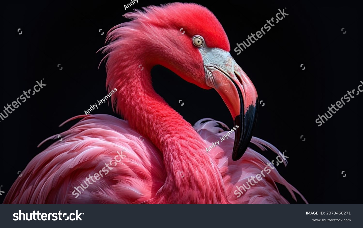 Portrait of a beautiful flamingo on a black background #2373468271