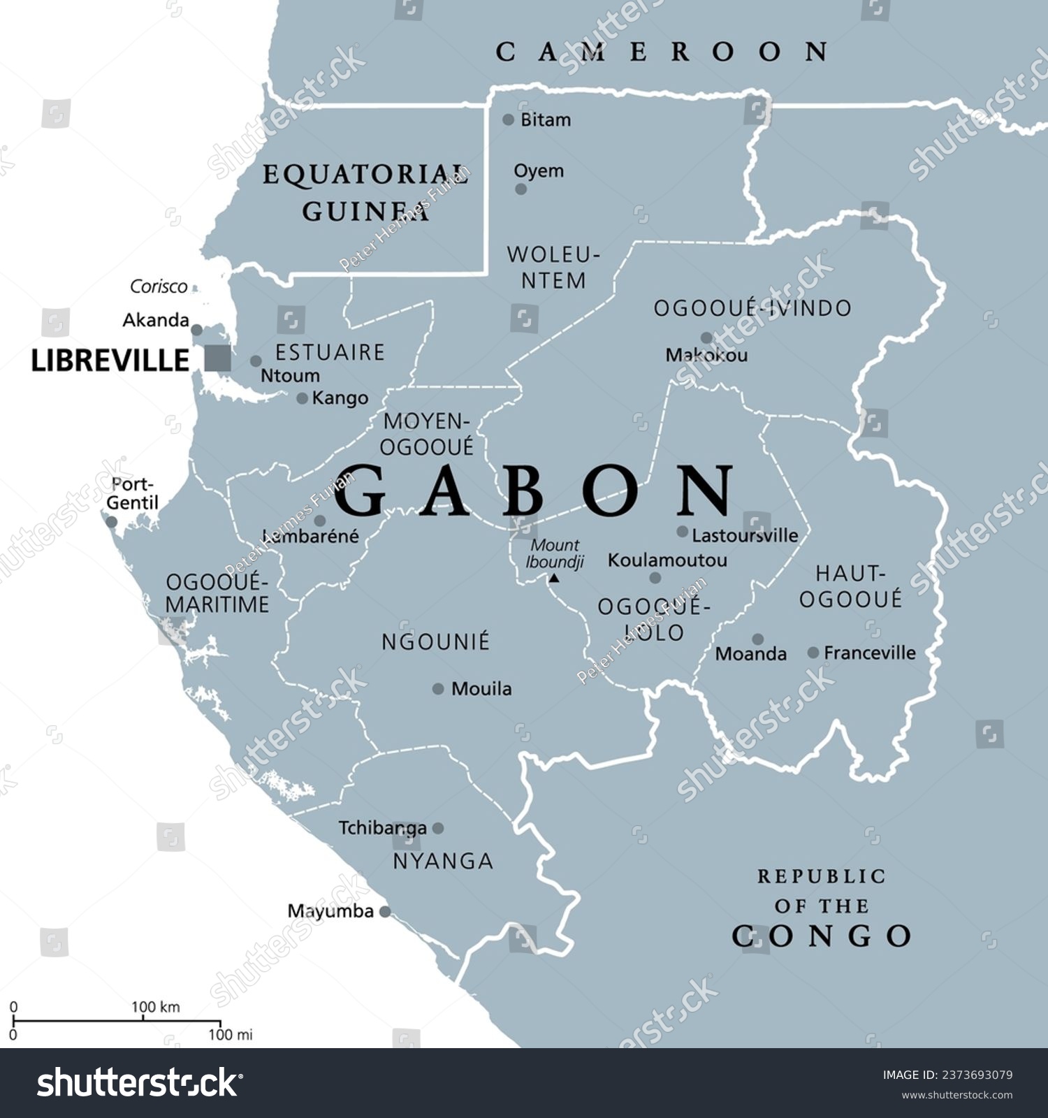 Gabon Gray Political Map With Provinces Royalty Free Stock Vector   Avopix 2373693079 