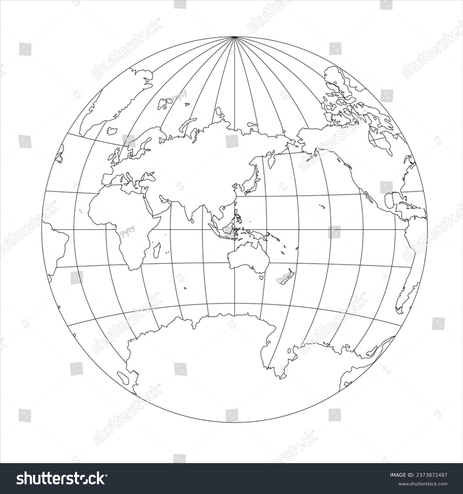 Simplified Map of World in the circle focused on - Royalty Free Stock ...