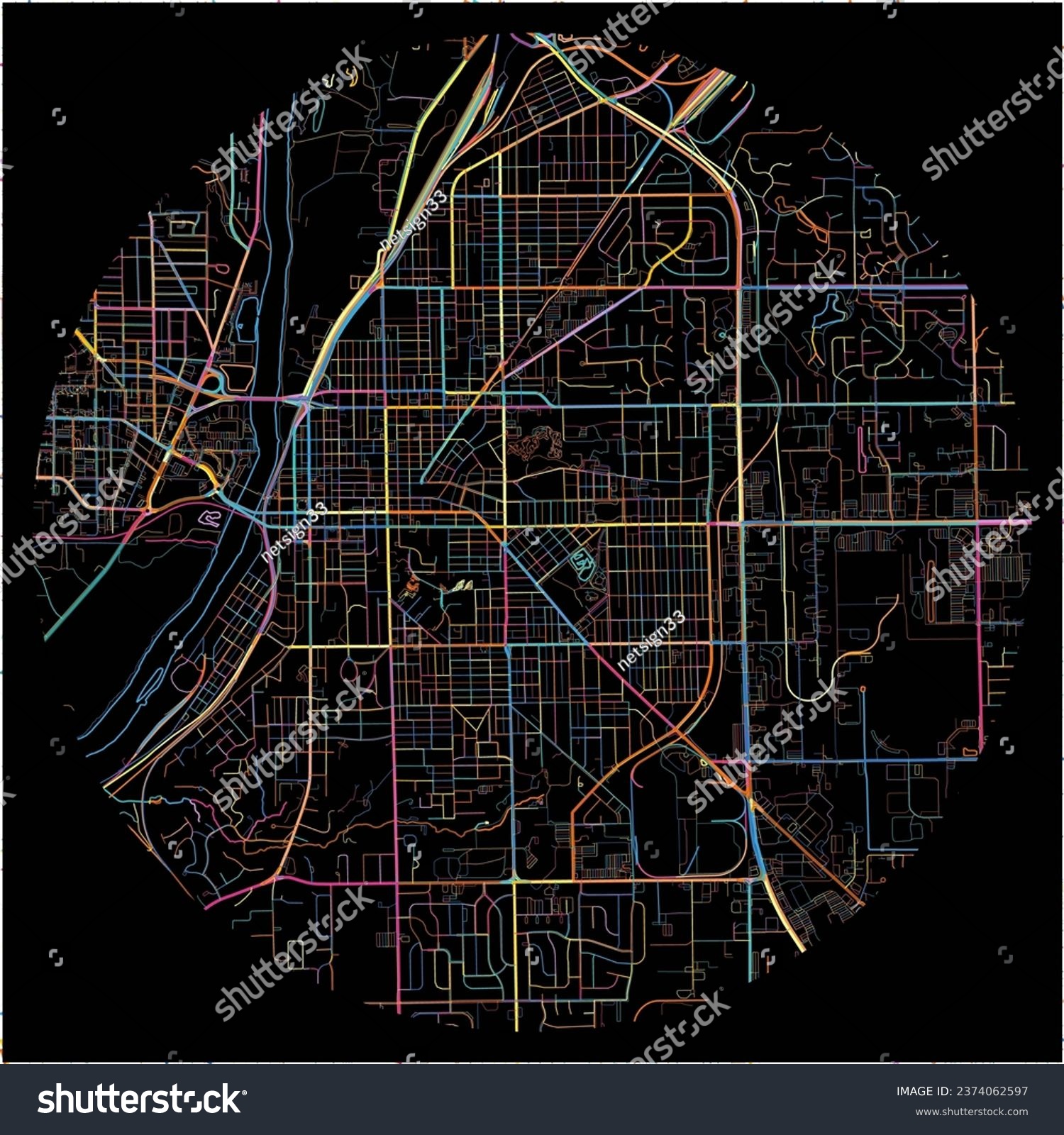 Map of Lafayette, Indiana with all major and - Royalty Free Stock ...
