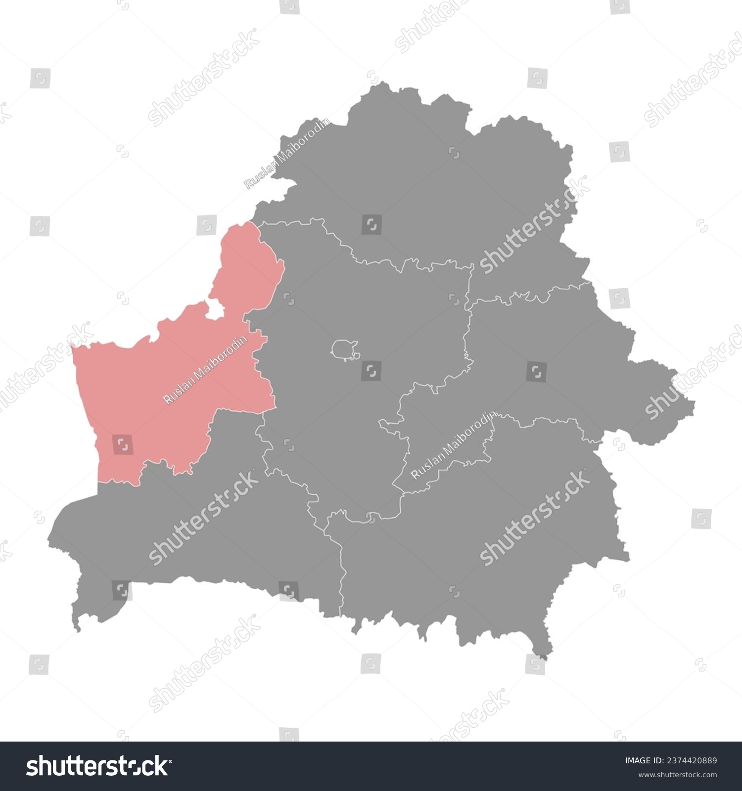 Grodno region map, administrative division of - Royalty Free Stock ...