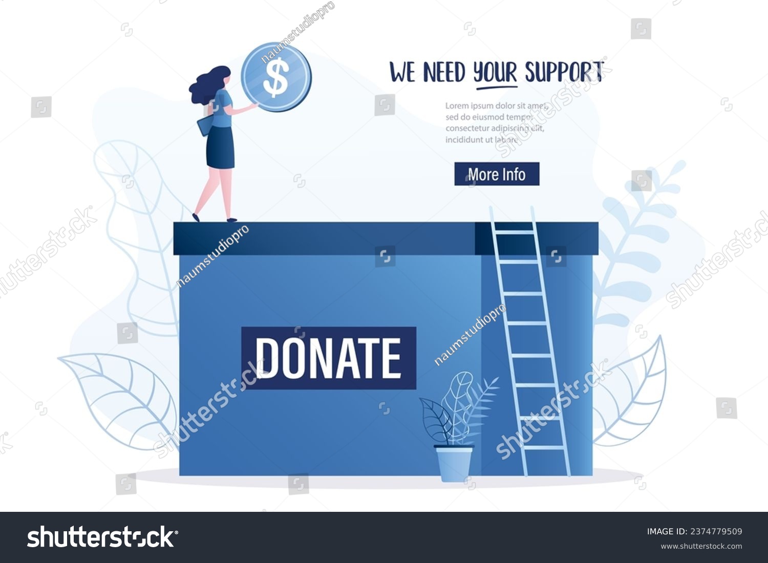 Charity donation, horizontal web banner template - Royalty Free Stock ...