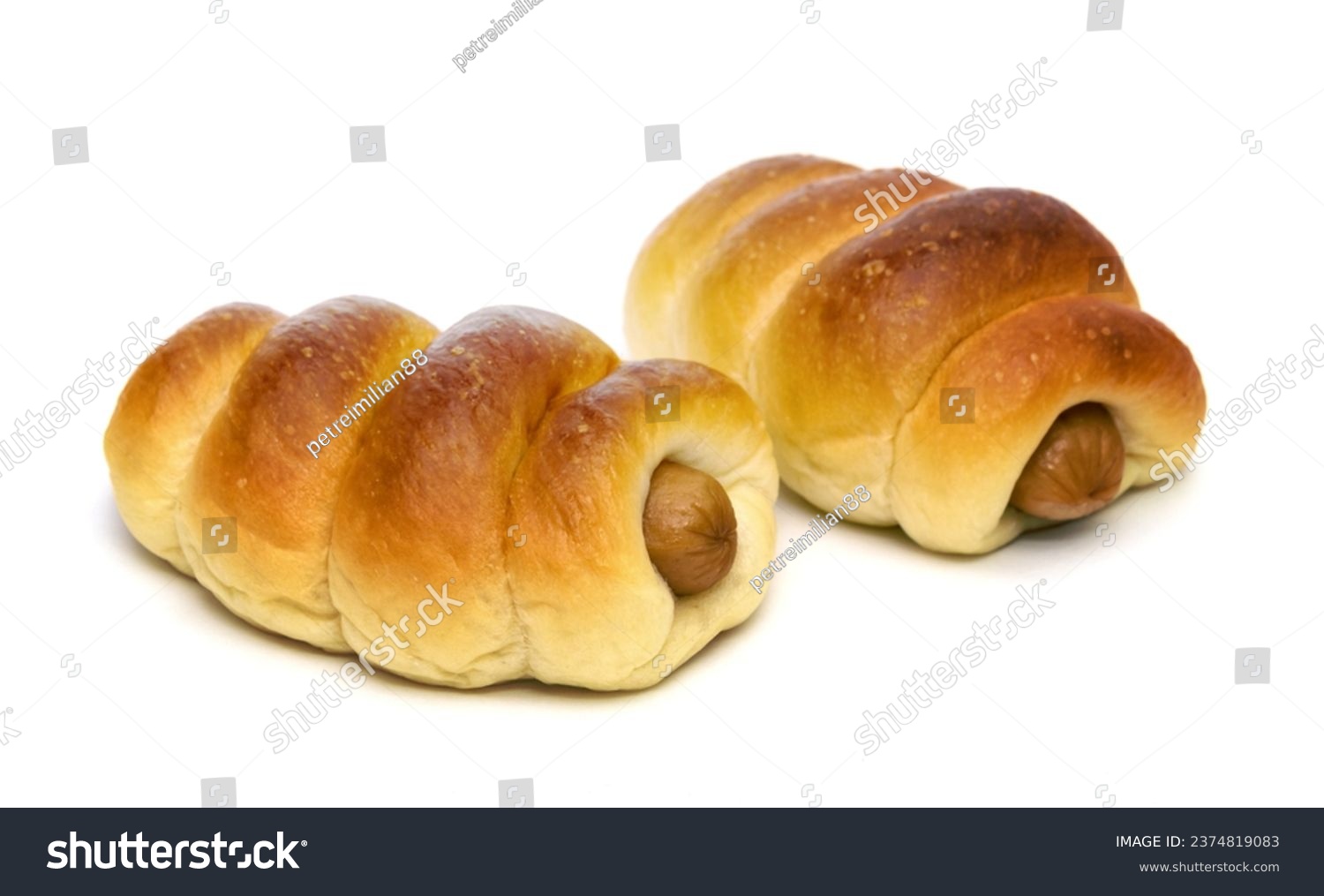 Sausage bread isolated on white background #2374819083