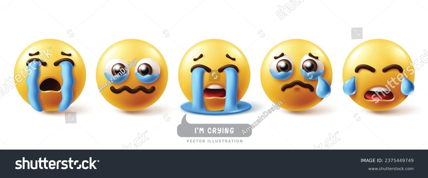 Emoji crying emoticon characters vector set. - Royalty Free Stock ...